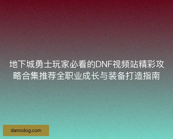 地下城勇士玩家必看的DNF视频站精彩攻略合集推荐全职业成长与装备打造指南