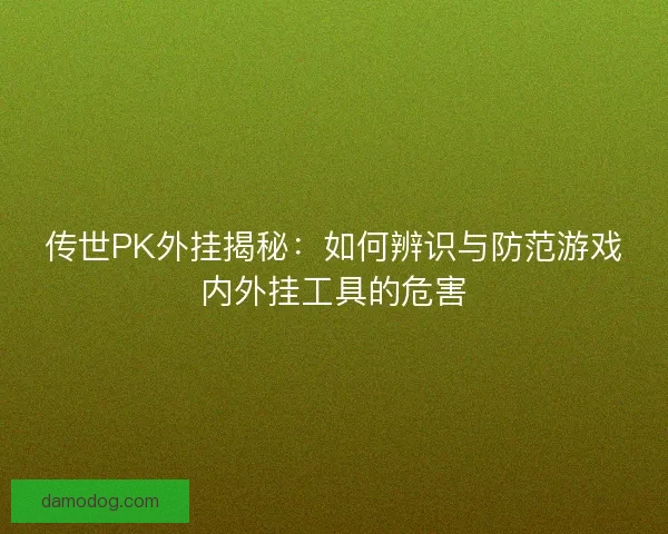 传世PK外挂揭秘：如何辨识与防范游戏内外挂工具的危害